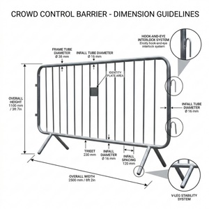 Barrera de Tráfico Móvil de Acero Galvanizado Resistente, Venta al Por Mayor de Fábrica, para Seguridad Vial y Control de Multitudes Peatonales - Product Image 6