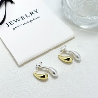 Anting Hoop Tembaga Minimalis Trendi 1PC Diskon Fashion Emas Perak Dua Warna Geometris Hati Kotak Perhiasan Harian Wanita