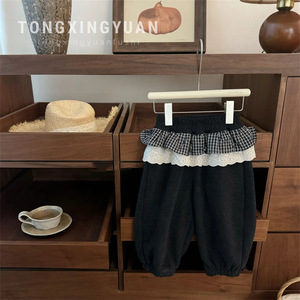 Tongxingyuan Baby Girls Sweatpants Fleece-<b>lined</b> With Ruffle Trim Casual <b>Pants</b> - Product Image 1