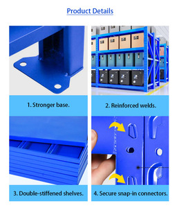 Estante de servicio mediano de hierro protegido contra la corrosión Estantes de metal de garaje ligeros de largo alcance para unidades de estantería de palés de almacenamiento Servicio mediano - Product Image 5