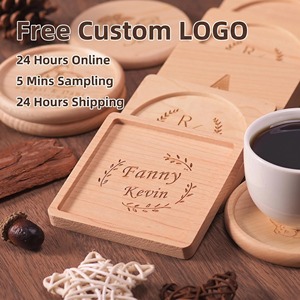 Porta-copos de Madeira Personalizados com Gravação a Laser Estilo Rústico em Nogueira/Faia/Pinus, Resistentes ao Calor e Antiderrapantes para Decoração de Bar Doméstico – Atacado - Product Image 3