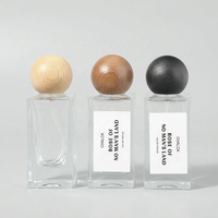 Flacon en verre transparent avec bouchon à vis en bois 30ml 50ml pour parfum, fragrance, vaporisateur rechargeable, emballage en gros, étiquette personnalisée