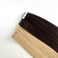 Extensions de cheveux vierges Remy à bandes adhésives invisibles, super double drawn, blond européen, cheveux humains, extensions de cheveux vierges effet peau 0,8 mm
