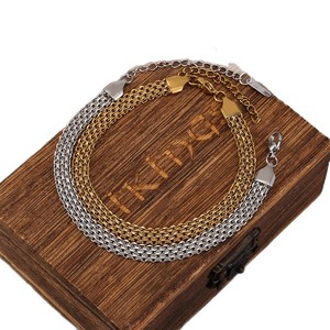 Bracelet en chaîne tressée en acier doré pour femmes, bijoux à porter au quotidien, design géométrique, nouveau style 2025 - Product Image 5
