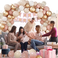 Kits de guirlandes de ballons en latex écologiques pour décoration de mariage et d'anniversaire, en or rose métallisé épais et rosewood blanc, 5, 10, 12 pouces