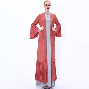 Fashion Kant Open Abaya Moslim Vrouwen Elegant Dubai Vest Kant Gewaad Jurk Arabische Kostuum Turkse Groothandel Abaya