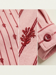 Immense Organic Cotton Breathable Long Sleeves Regular Fit Yarn Dyed Stripe Embroidery Mens Casual Button Shirts <b>Prime</b> Vista - Product Image 4