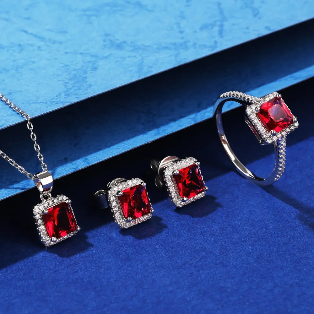 Pendientes de joyería de moda Pendientes de cristal rojo S925 Joyería de plata esterlina Pendientes de encanto de fiesta Premium Joyería de diseño personalizado