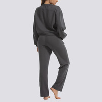 Personnalisé ample jambe large taille haute cordon de serrage Joggers Yoga vêtements de sport entraînement pantalons de survêtement et sweat-shirt Sport ensemble pour femmes