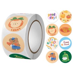 500 uds/rollo de pegatinas Kawaii de dibujos animados lindo embalaje de agradecimiento pegatina decorativa Diy etiquetas de álbum de recortes para niños - Product Image 1