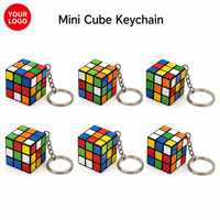 Porte-clés cube magique 3x3 personnalisé avec logo, jouet puzzle, cube de vitesse, pour cadeau promotionnel, bureau, éducation, anti-stress