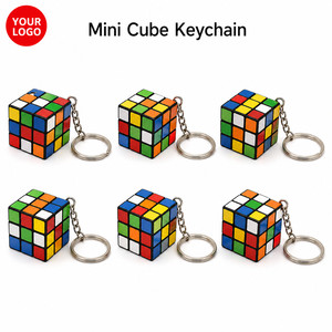 Custom Logo 3x3 <b>Mini</b> Magic Cube Keychain Puzzle Toy Speed Cube <b>Keyring</b> for Promotional Gift Office Education Stress Relief - Product Image 1