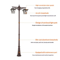 Lampadaire solaire IP65 en acrylique pour jardin, 3 mètres, style chinois, pour aménagement extérieur