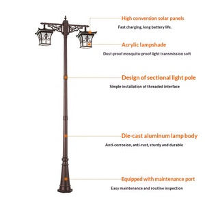 <span class=keywords><strong>Lampadaire</strong></span> solaire IP65 en acrylique pour jardin, 3 mètres, style chinois, pour aménagement extérieur - Product Image 2