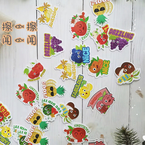 12 डिजाइन 48 पीसी कार्टून फल स्वाद चिपकने वाला स्थायी खुशबू उव मुद्रण स्क्रैच और स्नाइफ घर सजावट स्टिकर - Product Image 3