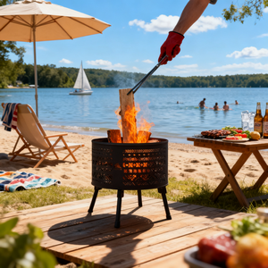 Brasero de jardin sphérique en acier corten résistant aux intempéries, produits de jardin - Product Image 2