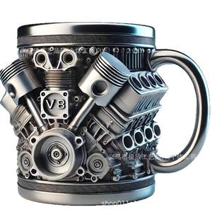 Mug créatif V8/V6 en résine, artisanat de haute qualité, ornement de moteur mécanique de niche au design sophistiqué - Product Image 5