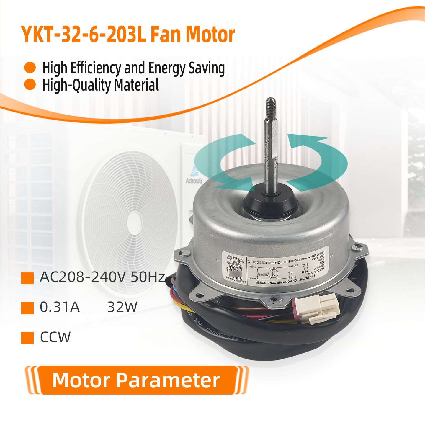 YKT-32-6-203L AC220-240V 50HZ 0.31A CCW BCL 6ploes Motor
