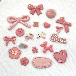 โบว์แมวน่ารักสีชมพู อุปกรณ์ตกแต่งเครื่องประดับ DIY สำหรับเคสมือถือ กิ๊บติดผม วัสดุทำรองเท้าแตะ วัสดุเรซิ่นพลาสติก งานฝีมือทำเอง - Product Image 2