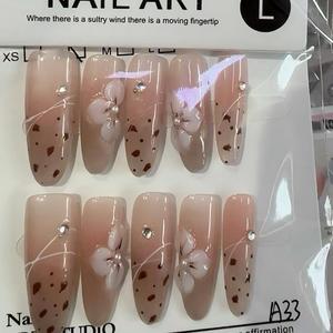 <span class=keywords><strong>Uñas</strong></span> Postizas Removibles con Diseño Aleatorio, 10 Piezas/Juego, Patrón Floral, Fáciles de Limpiar y Reutilizar - Product Image 1