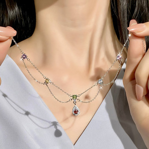 Collier ras du cou en pierre naturelle arc-en-ciel ronde de 4 mm, haut de gamme, pour femmes, en argent sterling 925, bijoux minimalistes pour femmes - Product Image 5