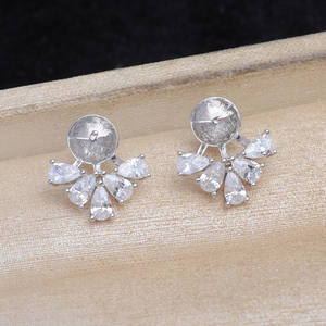 Support vide en argent 925 à 6 pétales, accessoires de bricolage pour bijoux en perles, support inférieur pour boucles d'oreilles 10-12 mm, JG5902, apprêts de bijouterie - Product Image 3