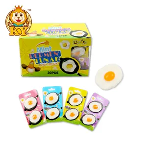 Candies supplier wholesale custom fruit flavor funny fried eggs shape soft gummy candy