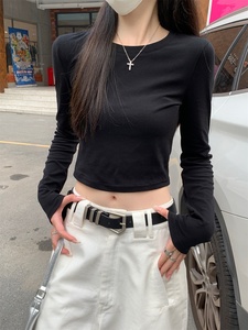 Top Corto Ricamato da Donna a Maniche Lunghe Bianco con Spalle Scoperte, Vestibilità Slim, Stile Dolce e Piccante, per Primavera Autunno - Product Image 6