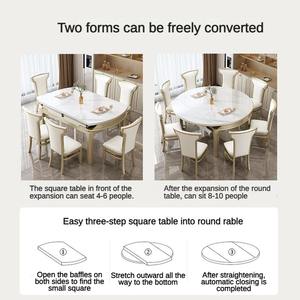 Meubles de salle à manger pour maison Ensemble de <span class=keywords><strong>table</strong></span> à manger rétractable blanche et dorée en pierre frittée personnalisée avec chaises pour 6 personnes bon marché - Product Image 5