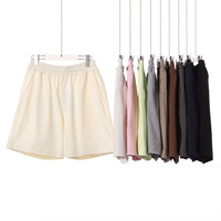 Lente/Zomer Must-Have 240g Sorona Katoenmix Effen Elastische Taille Sportieve Losse Casual Shorts Heren Trendy