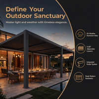 Pergola motorisée à lames orientables en aluminium avec éclairage LED, revêtement poudré, écologique, pour jardin extérieur, pavillon, gazebo pour balcon