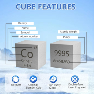 Cobalt Cube-Cubes d'éléments métalliques-Ensemble de cubes de densité gravés au laser pour une collection de tableaux périodiques d'éléments - Product Image 3