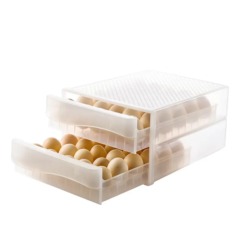 Şeffaf PP enjeksiyon kalıbı çift çekmece <span class=keywords><strong>60</strong></span> yumurta tutucu buzdolabı buzdolabı yumurta depolama istiflenebilir plastik kaplar