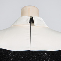 Nouveautés 2026 Robe trapèze à manches longues col rabattu ornée de perles pour femme Tenues de bureau Robe en tweed