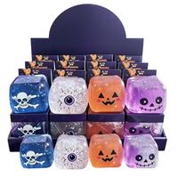 Jouet Squishy Cube d'Halloween, Jouet Sensoriel Anti-Stress à Presser, Cadeau Fidget pour Fête ou Événement