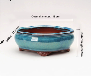 Maceta de Bonsái de <span class=keywords><strong>Cerámica</strong></span> Yixing al por Mayor, Ecológica, Duradera, Pequeña, Multiestilo, de Porcelana con Esmalte Azul, para Uso en Interiores y Exteriores, para Flores - Product Image 2