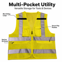 Gilet de sécurité réfléchissant haute visibilité bleu en polyester pour travaux routiers, construction et circulation, conception respirante en maille, OEM