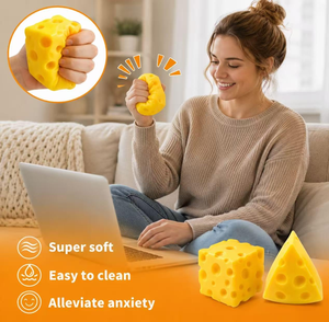 Prêts à être expédiés, jouets anti-stress Squishies en forme de fromage mignons et très demandés pour enfants et adultes, Squishy Bun Cube, jouets Squishy - Product Image 2