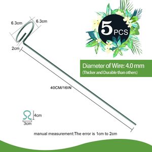 Support de plante à tige unique Supports d'anneaux en fil métallique Support en métal vert pour tomates orchidées <span class=keywords><strong>Amaryllis</strong></span> Lily Rose utilisées avec de l'herbe - Product Image 2