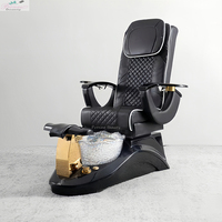Pronne - Équipement de salon de manucure moderne - Chaise de pédicure Black Lotus - Ensemble complet avec tabouret de pédicure et fonction bain à remous