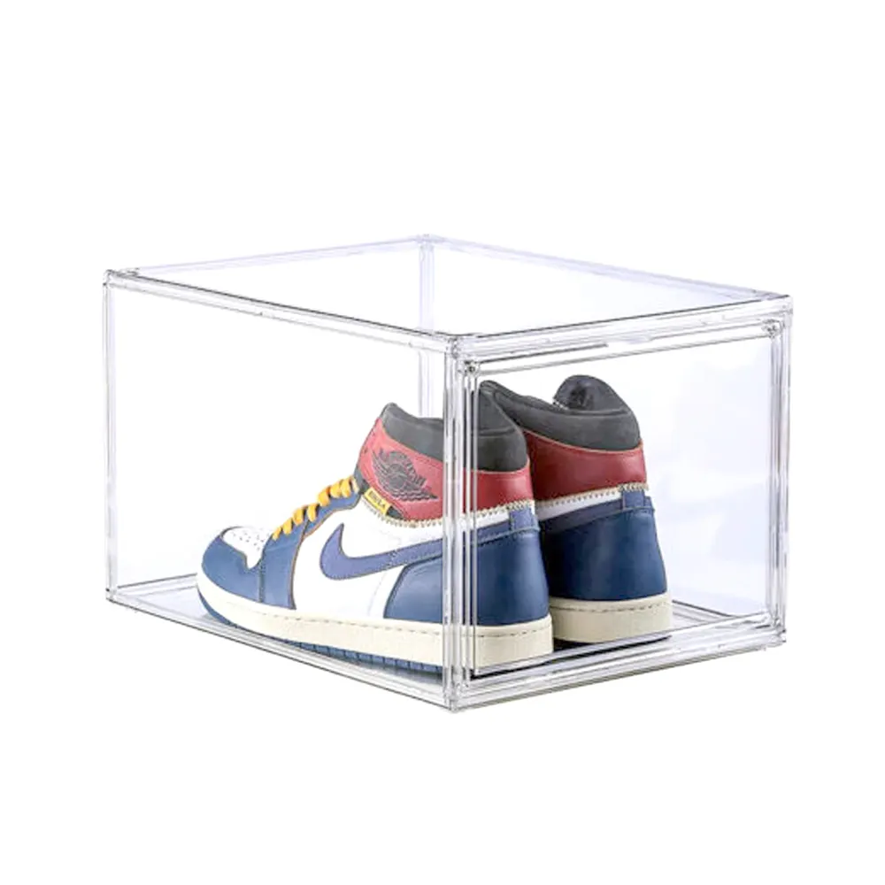 OEM/ODM boîte de présentation de stockage de chaussures en acrylique transparent empilable étui de rangement de chaussures de football en plastique