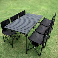 Ensemble table et chaises pliantes portables au design moderne pour l'extérieur table à œufs en alliage d'aluminium pour le camping et les pique-niques dans les salles