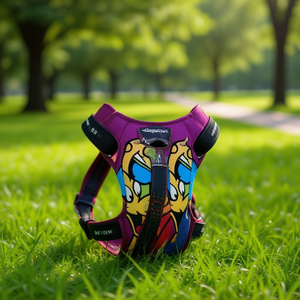 Imbracatura per animali domestici in denim ricamato da 1,5 cm, confortevole e con copertura per petto e schiena - Product Image 2