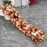 2m Luxe 5D Kunstmatige Oranje Caramel Herfst Bloemenloper voor Bruiloft Verjaardag Feest Tafeldecoratie