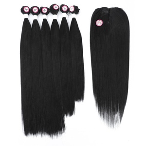 KEMY HAIR 6 + 1 fasci sintetici di alta qualità chiusura in pizzo a buon mercato onda d'acqua lisci sintetico Extension Multi Pack - Product Image 2