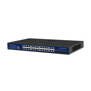 L2 gestionado full Gigabit 24 puertos + 4 uplink + 4SFP puertos 10/100M/1000M red PoE switch función VLAN fuente de alimentación para sistema CCTV