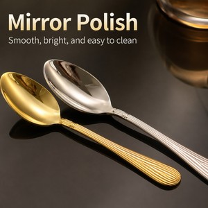 Elegant Modern Stainless Steel Eco-Friendly <b>Flatware</b> <b>Set</b> with Mirror Polish for Wedding Party Sustainable Spoon Hotel Cutlery - Product Image 4