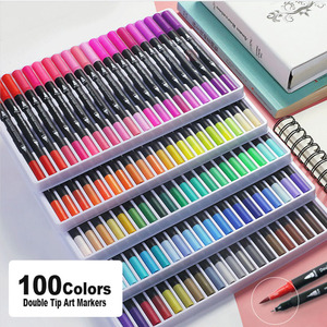 ปากกาสีน้ำสองหัวสำหรับนักเรียน,ปากกาหัวพู่กัน12/18/24/36/48/100สี - Product Image 4