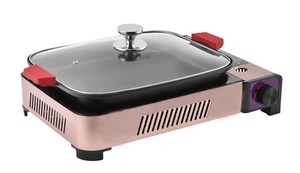 户外便携式野营铝制丁烷燃气炉带烤盘手动操作两用煎烤两用 - Product Image 3