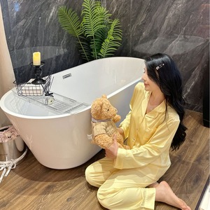 YASE - Pijama de Seda Helada con Fragancia a Diamante Caliente, Color Amarillo, para Mujer, 25, Nuevo Conjunto de Lujo Ligero para Primavera y Otoño - Product Image 2